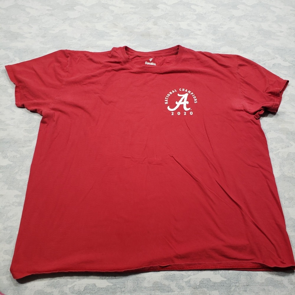 Alabama Crimson Tide Shirt Mens 2XL Red Short Sleeve National Champions